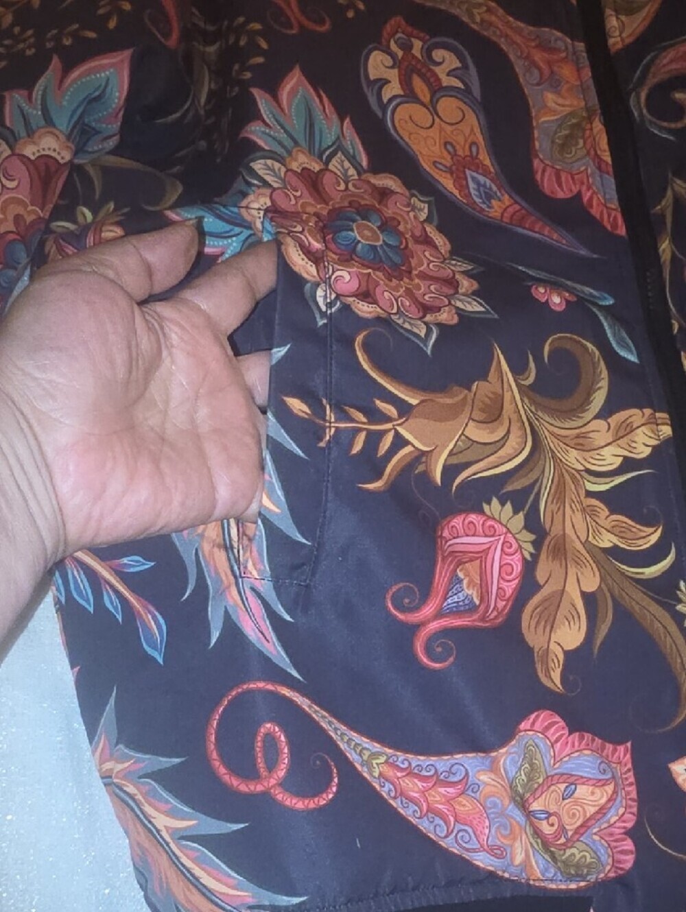 FreshHoods Floral Paisley Bomber Jacket - Black/Multi.    Size XL - Picture 6 of 12